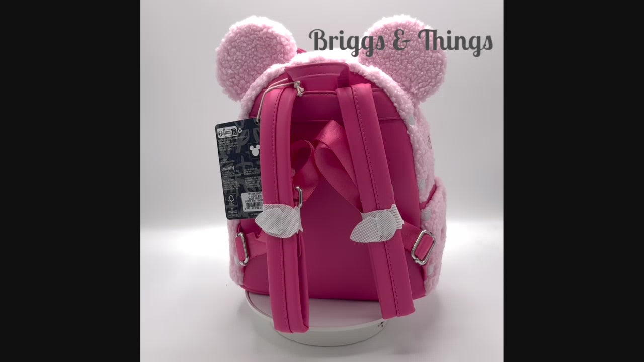 Loungefly Minnie Mouse Strawberry Scented Mini Backpack Sherpa Bag Video