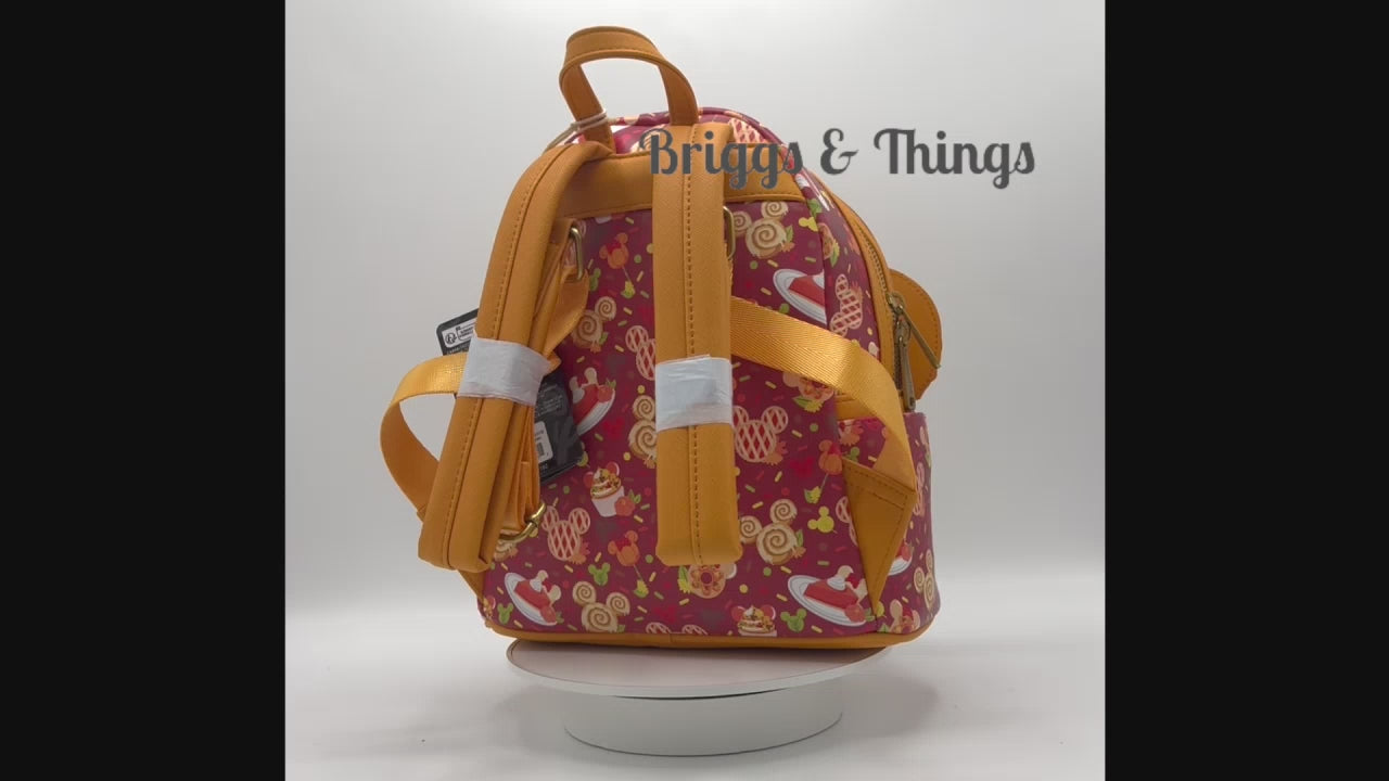 Loungefly Disney Fall Sweet Treats Mini Backpack Cinnamon Roll Bag Video