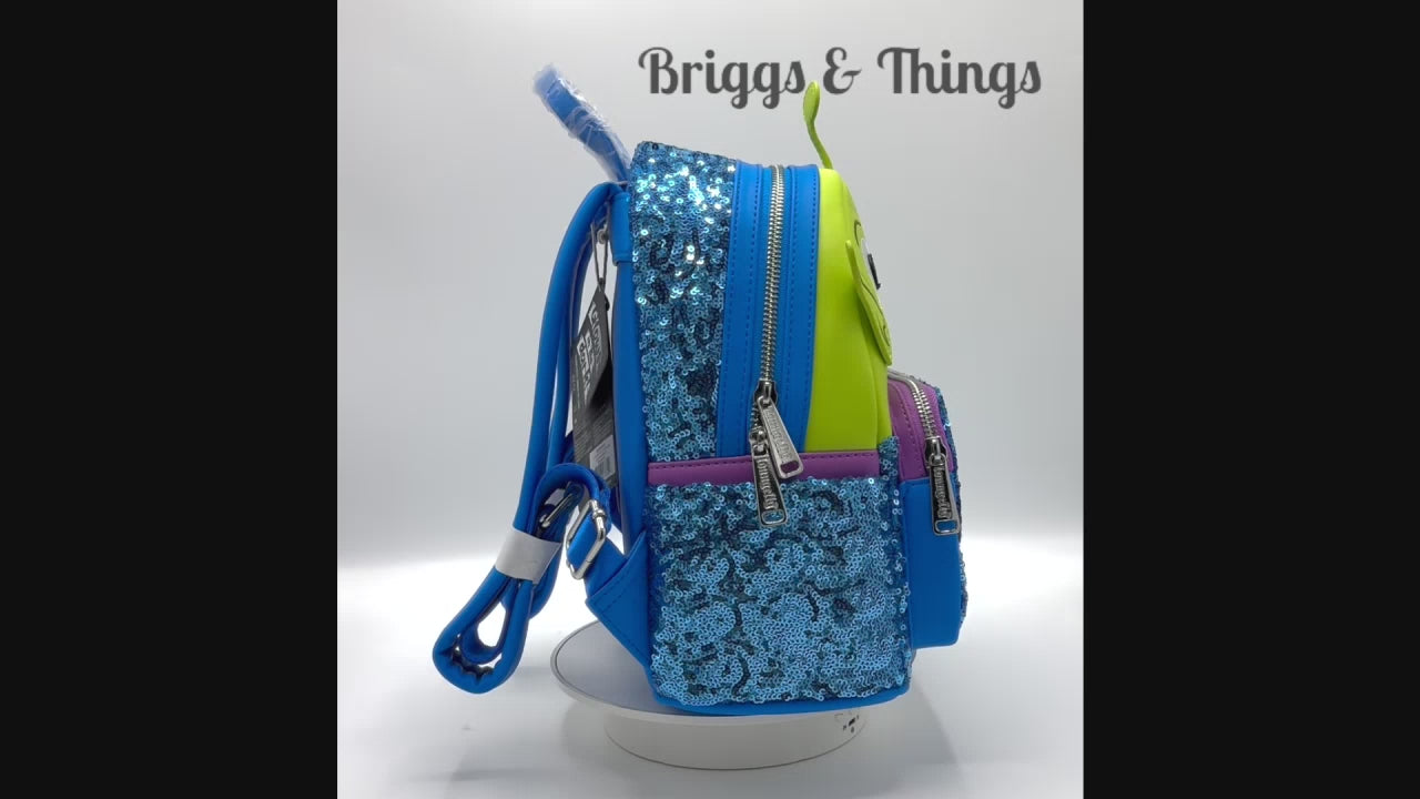 Loungefly Alien Sequin Mini Backpack Disney Pixar Toy Story Bag Video