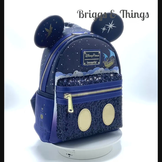 Loungefly Mickey Mouse Peter Pan Flight Mini Backpack Disney Parks Bag Video