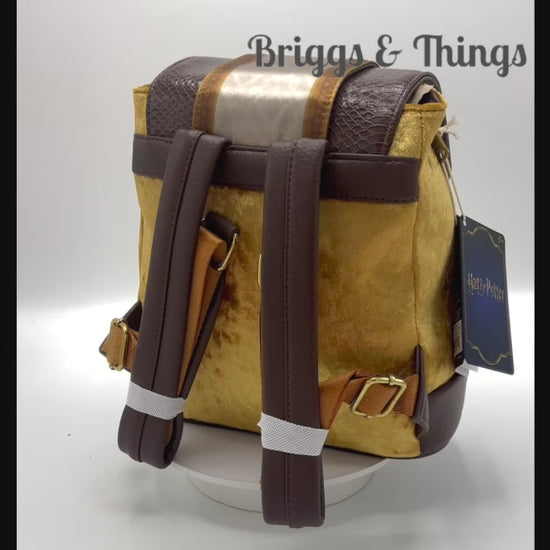 Loungefly Hufflepuff Velvet Banner Mini Backpack Harry Potter Bag Video