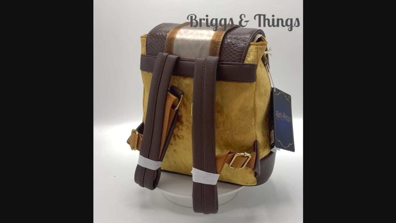Loungefly Hufflepuff Velvet Banner Mini Backpack Harry Potter Bag Video