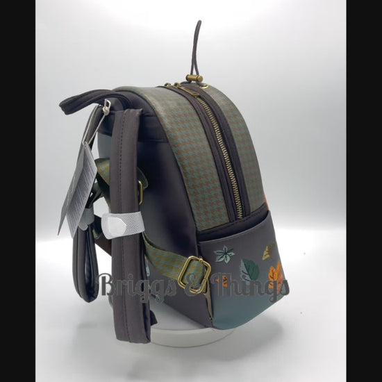 Loungefly Stitch Autumn Fall Leaves Mini Backpack Disney Bag Video