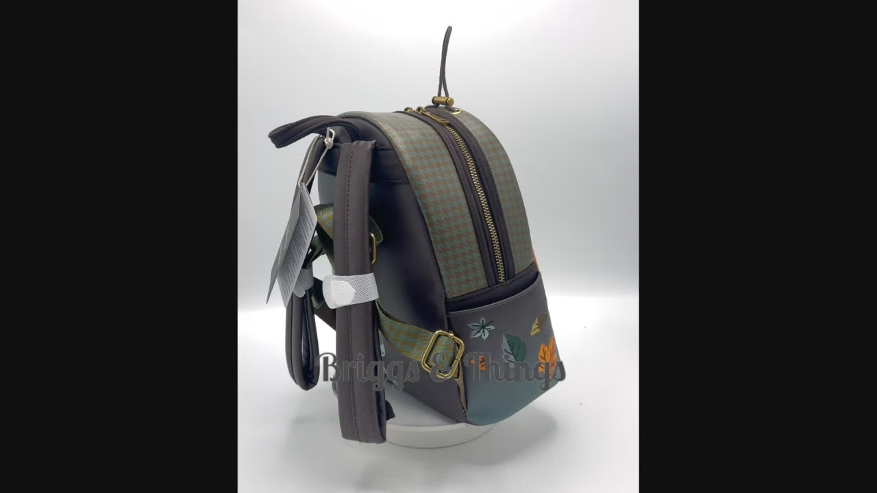 Loungefly Stitch Autumn Fall Leaves Mini Backpack Disney Bag Video