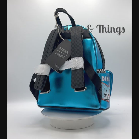 Loungefly Lightning McQueen Dinoco Blue Mini Backpack Cars Bag Video