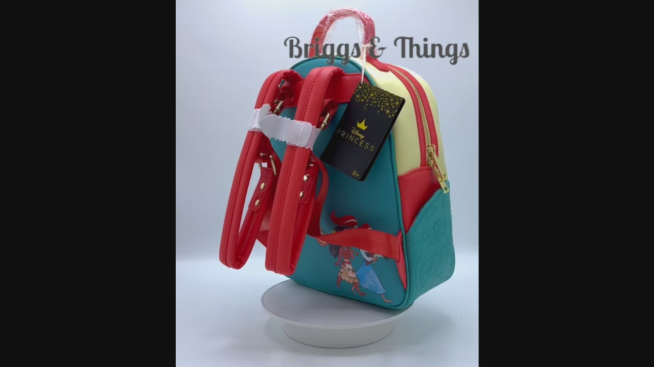 Loungefly Disney Princess Moana Ariel Mini Backpack Little Mermaid Bag Video