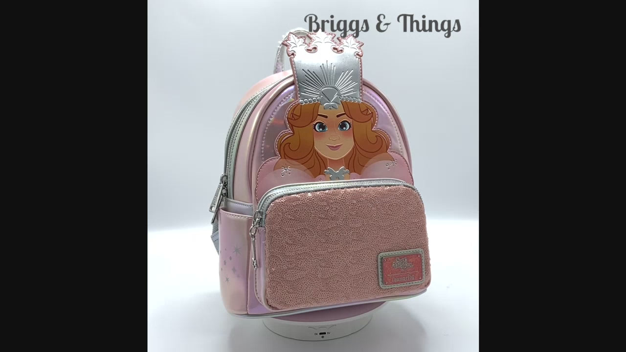 Loungefly Glinda Sequin Mini Backpack Good Witch Wizard of Oz Bag Video