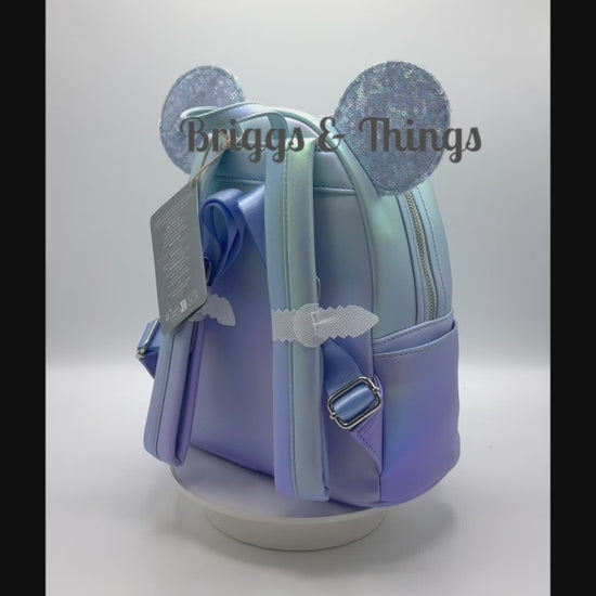 Loungefly Disney Parks Winter Blue Sequin Mini Backpack Bag Video