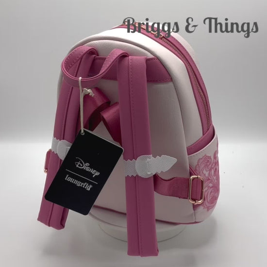 Loungefly Marie Floral Pink Mini Backpack Disney Aristocats Bag Video