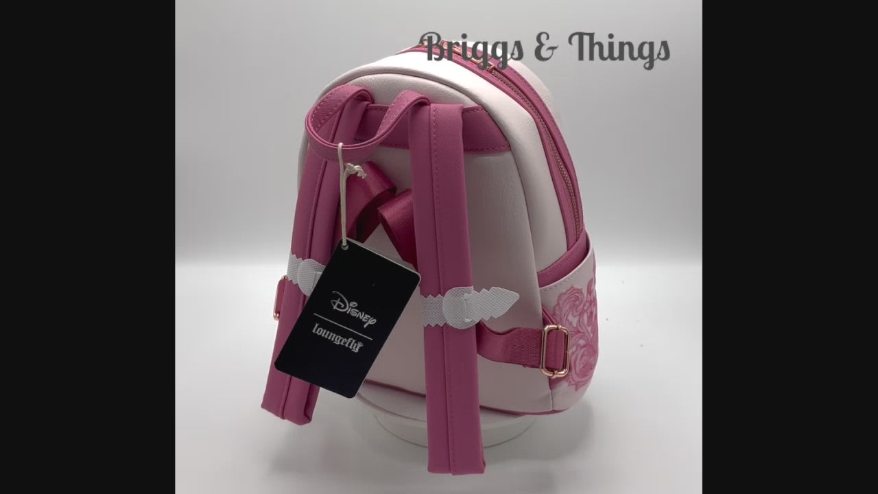 Loungefly Marie Floral Pink Mini Backpack Disney Aristocats Bag Video