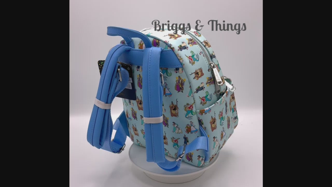 Loungefly Princesses and Dads Fathers Mini Backpack Disney Bag Video