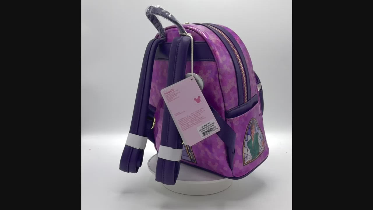 Loungefly Rapunzel Stained Glass Mini Backpack Disney Tangled Bag Video