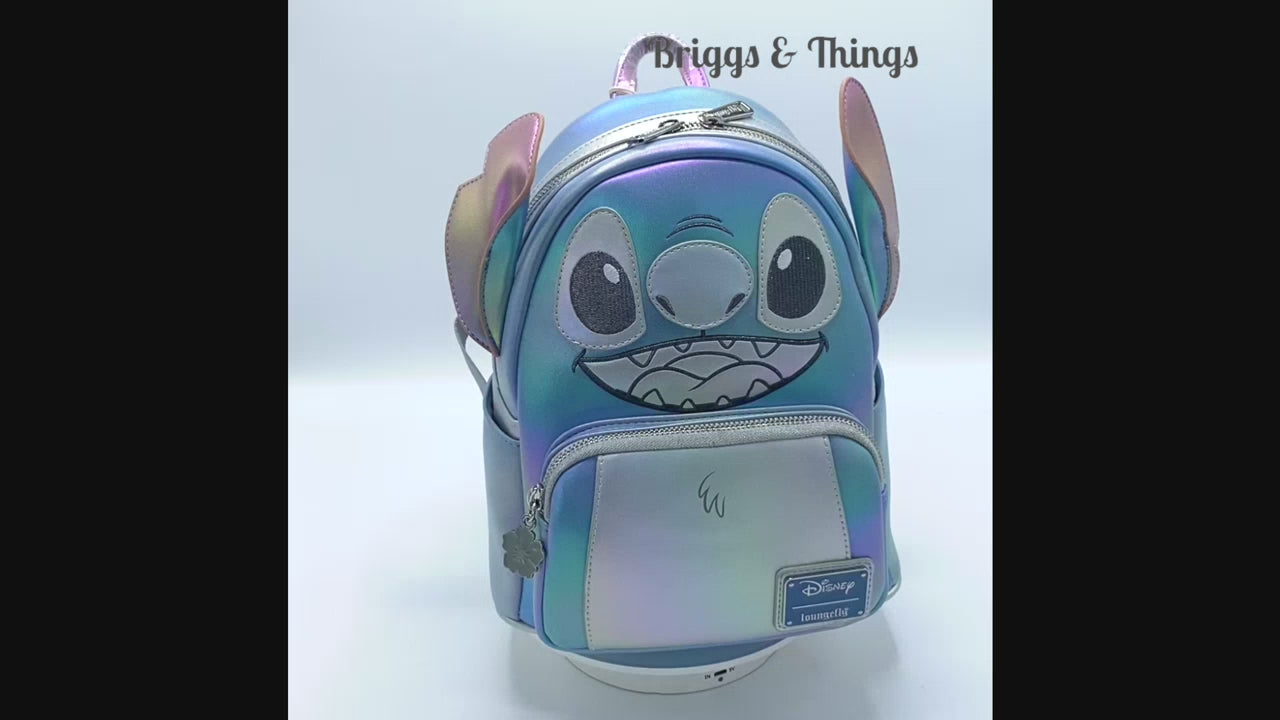 Loungefly Disney 100 Platinum Stitch Mini Backpack Cosplay Bag Video