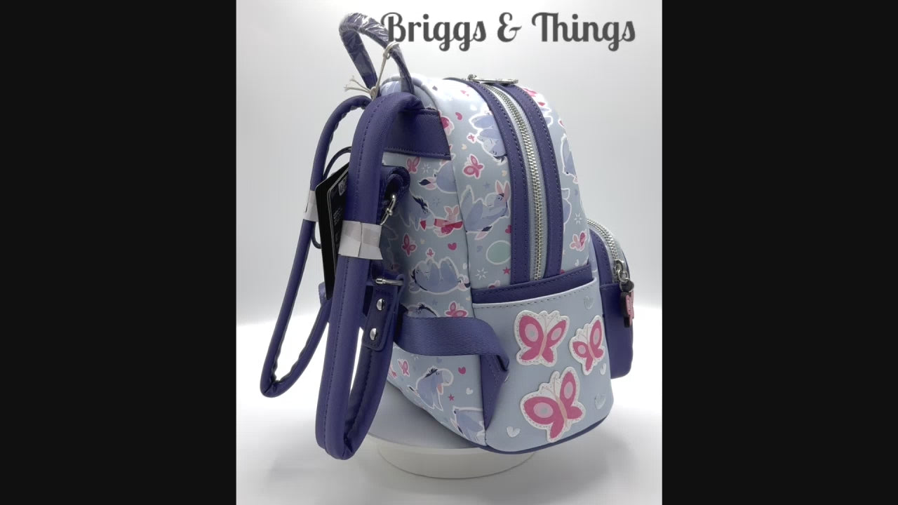 Loungefly Eeyore Piglet Butterfly Mini Backpack Disney Winnie the Pooh Video
