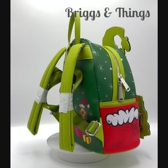 Loungefly Grinch Max Christmas Present Mini Backpack Dr Seuss Bag Video