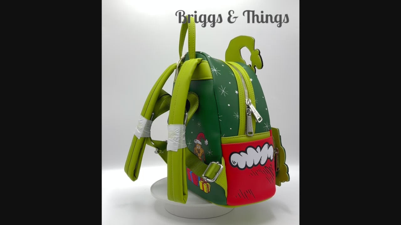 Loungefly Grinch Max Christmas Present Mini Backpack Dr Seuss Bag Video