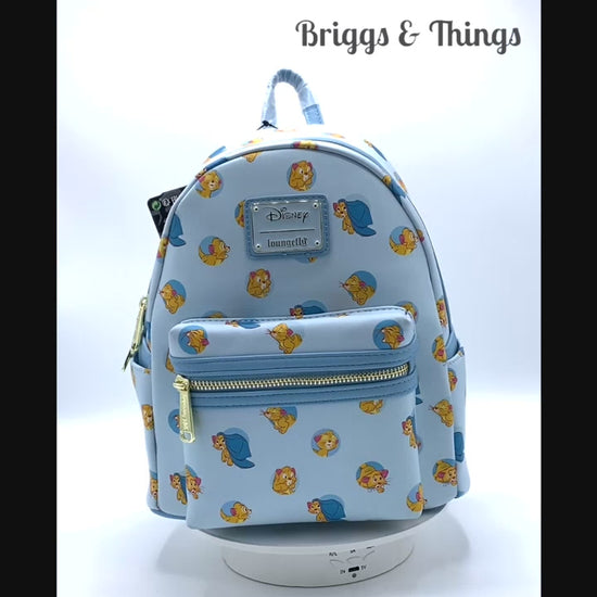 Loungefly Oliver and Company AOP Mini Backpack Disney Cats Bag Video