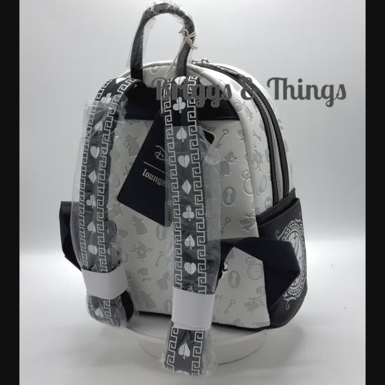 Loungefly Alice in Wonderland Sketch Mini Backpack Black White Bag Video