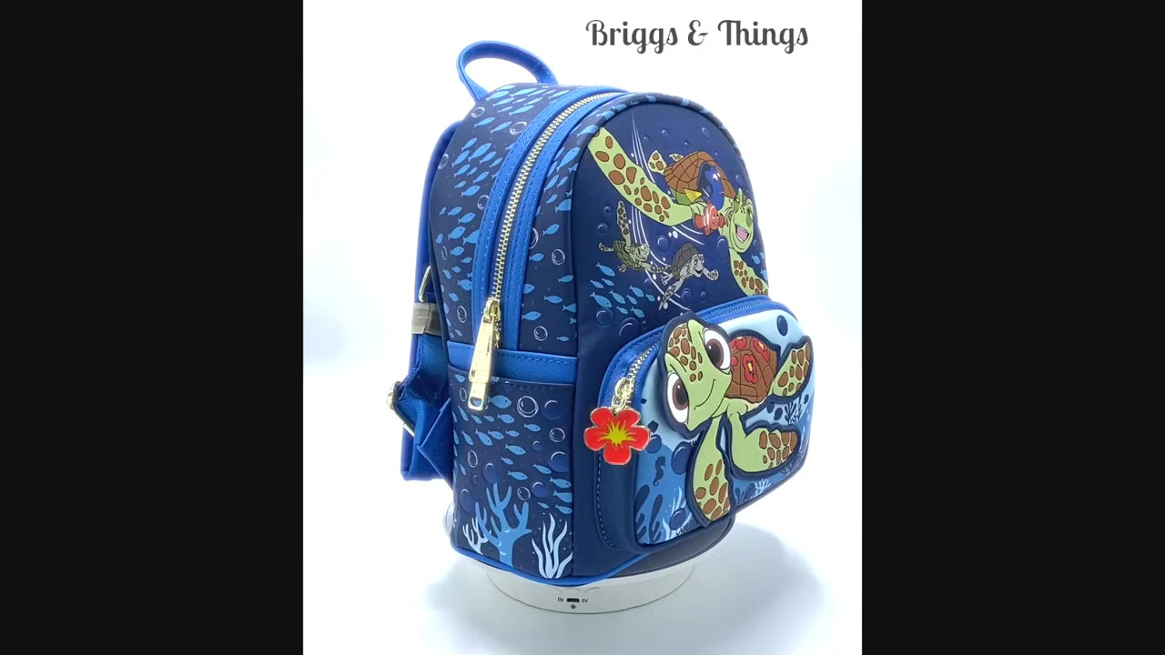 Loungefly Squirt Crush Mini Backpack Disney Pixar Finding Nemo Bag Video