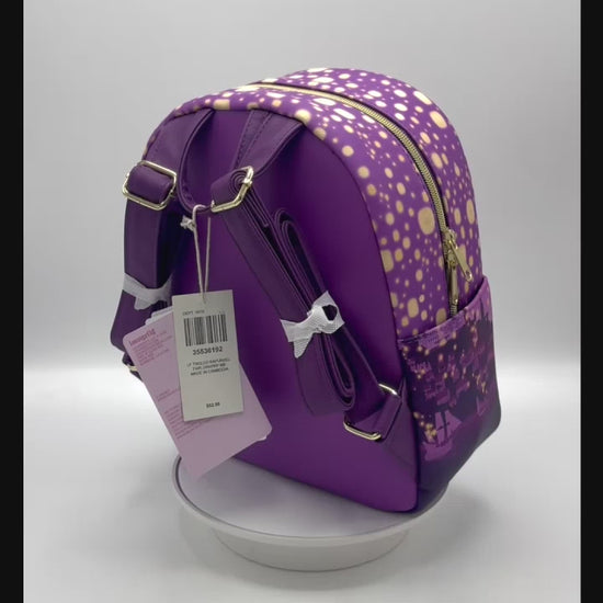 Loungefly Tangled Night Mini Backpack Disney Rapunzel Bag Video