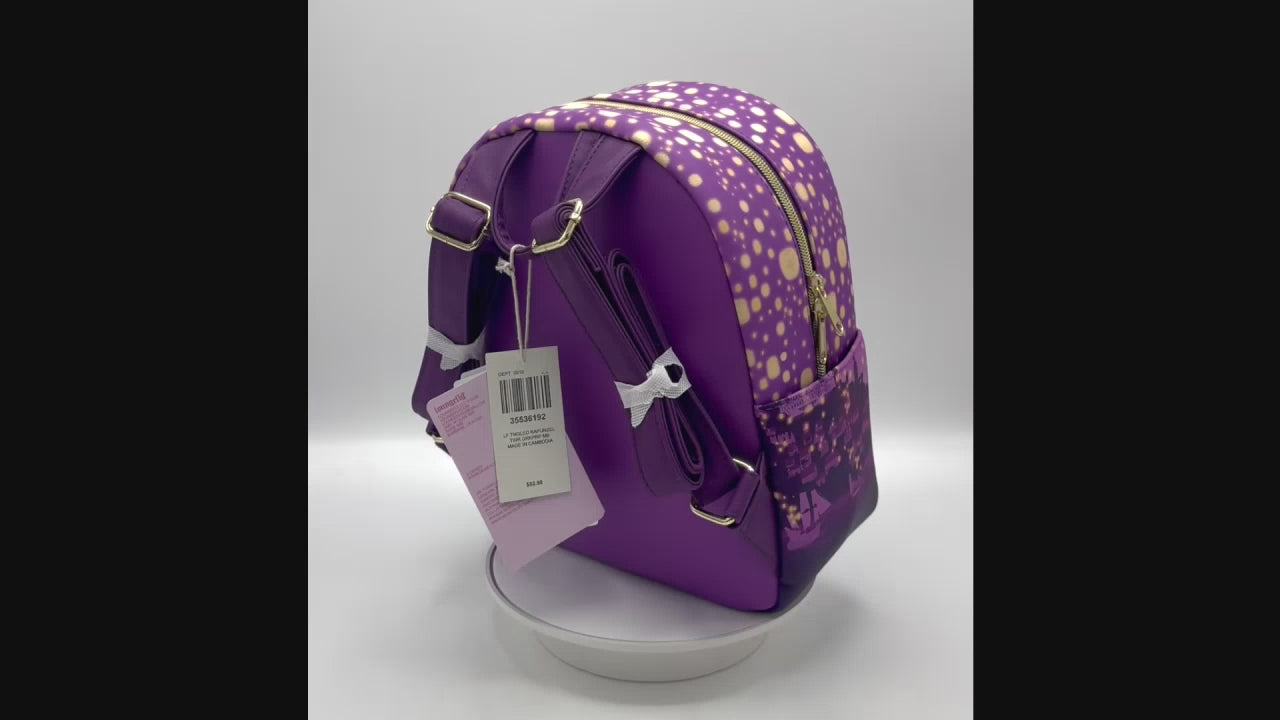 Loungefly Tangled Night Mini Backpack Disney Rapunzel Bag Video