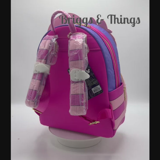 Loungefly Cheshire Cat Fuzzy Mini Backpack Alice in Wonderland Bag Video