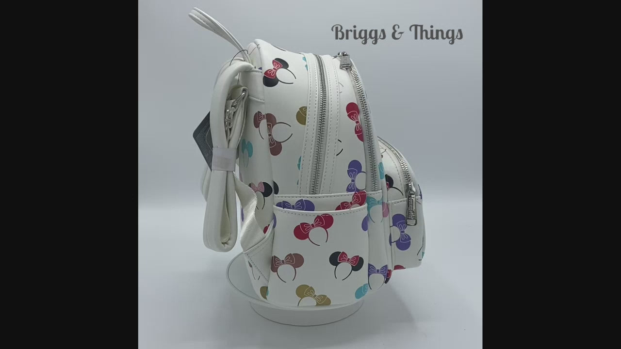 Loungefly Disney Parks Ear Headband Mini Backpack Ears Holder AOP Bag Video