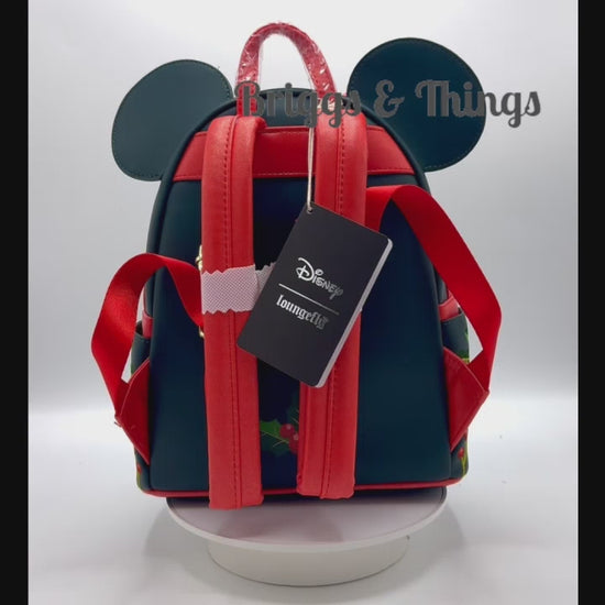 Loungefly Minnie Mouse Holly Holiday Mini Backpack Christmas Bag Video