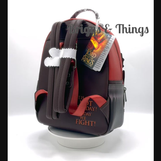 Loungefly Mordor Black Gates Mini Backpack Lord of the Rings Bag Video