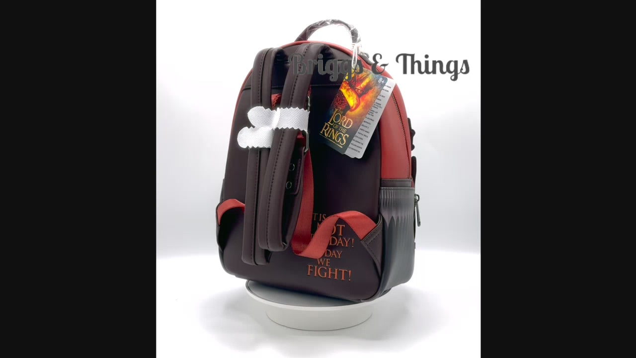 Loungefly Mordor Black Gates Mini Backpack Lord of the Rings Bag Video