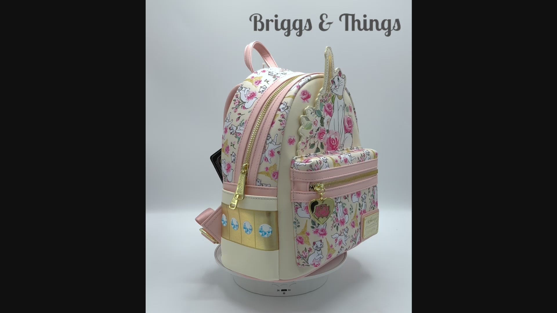Loungefly Duchess in Paris Floral Mini Backpack Disney Aristocats Bag Video