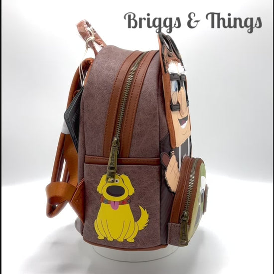 Loungefly Disney Parks Carl Fredricksen Mini Backpack Pixar Up Bag Video