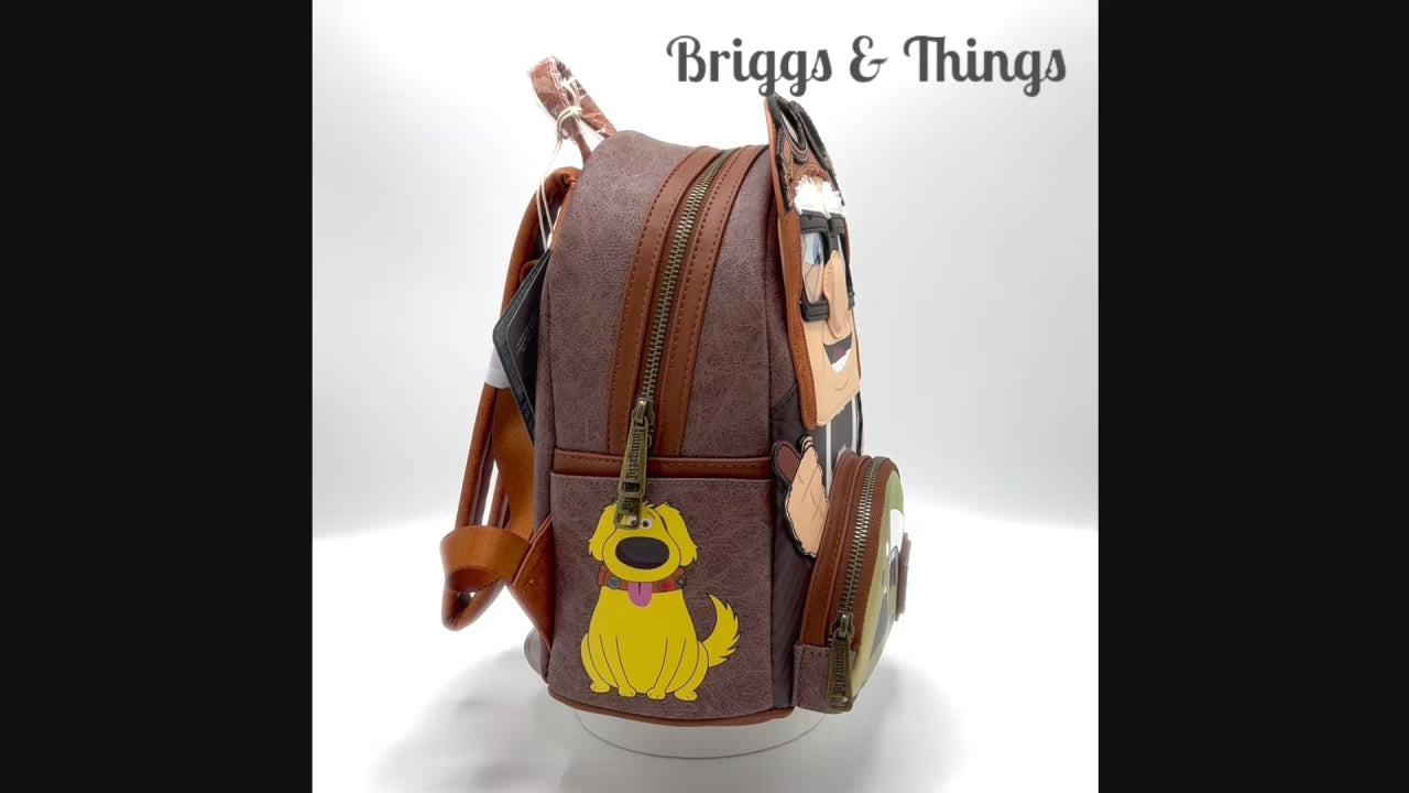 Loungefly Disney Parks Carl Fredricksen Mini Backpack Pixar Up Bag Video