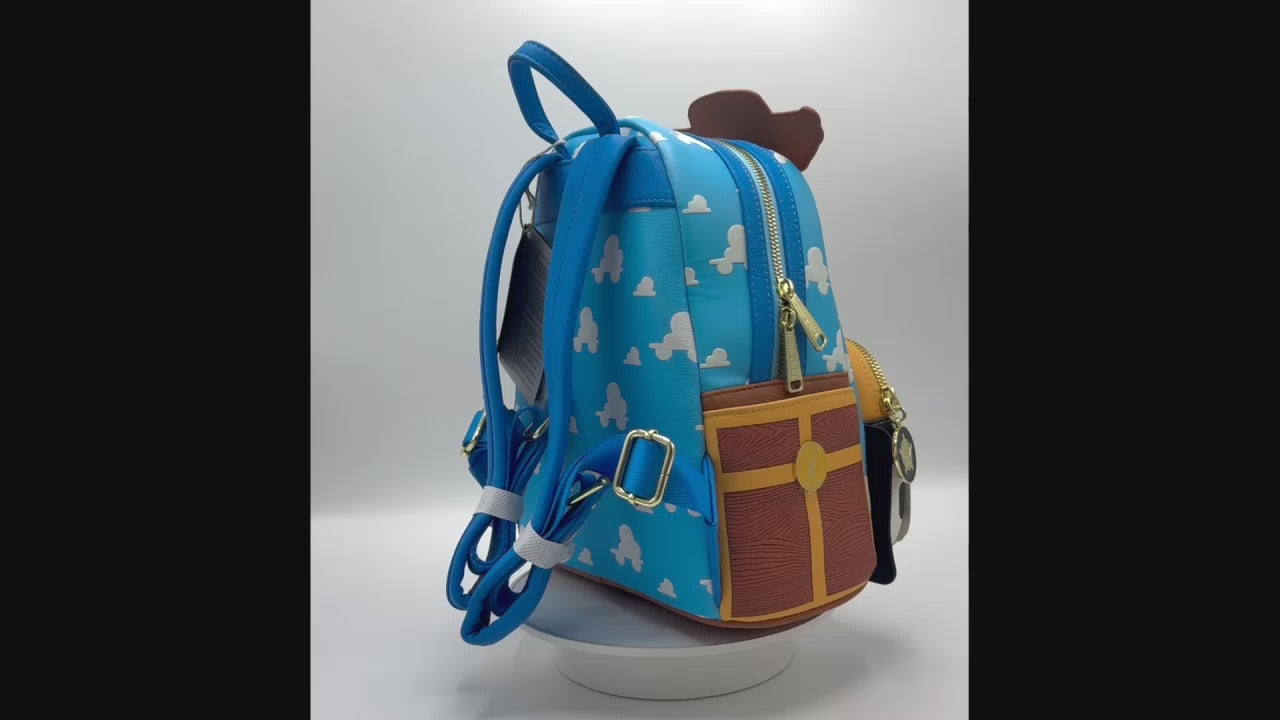 Loungefly D23 Woody Cars Mini Backpack Disney Pixar Toy Story Bag Video