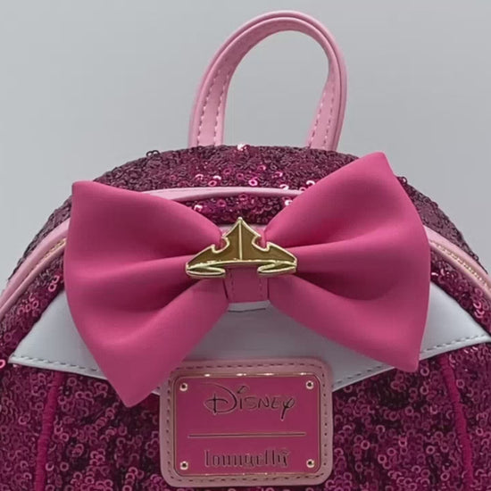 Loungefly Sleeping Beauty Sequin Backpack Disney Princess Aurora Bag Video