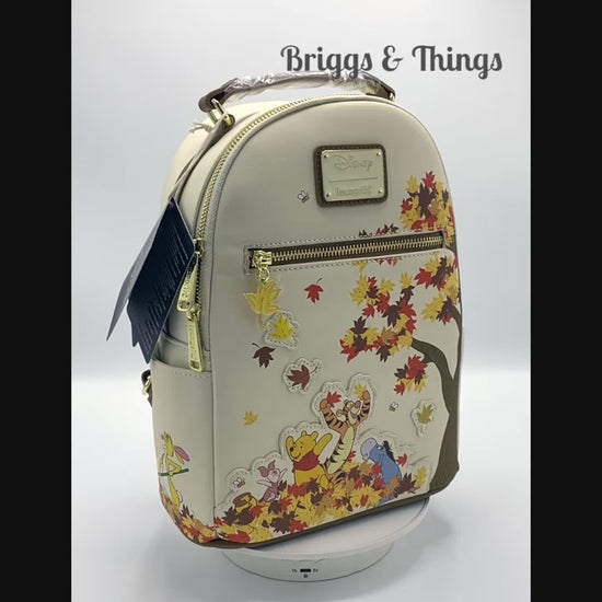 Loungefly Winnie the Pooh Friends Fall Autumn Scenes Mini Backpack Video