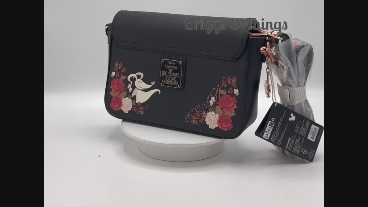 Loungefly Nightmare Before Christmas Floral Crossbody Bag Red Design Video