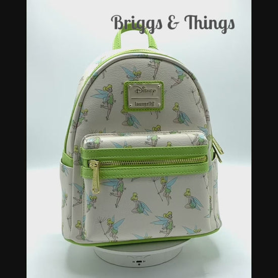 Loungefly Tinkerbell Green AOP Mini Backpack Disney Peter Pan Bag Video
