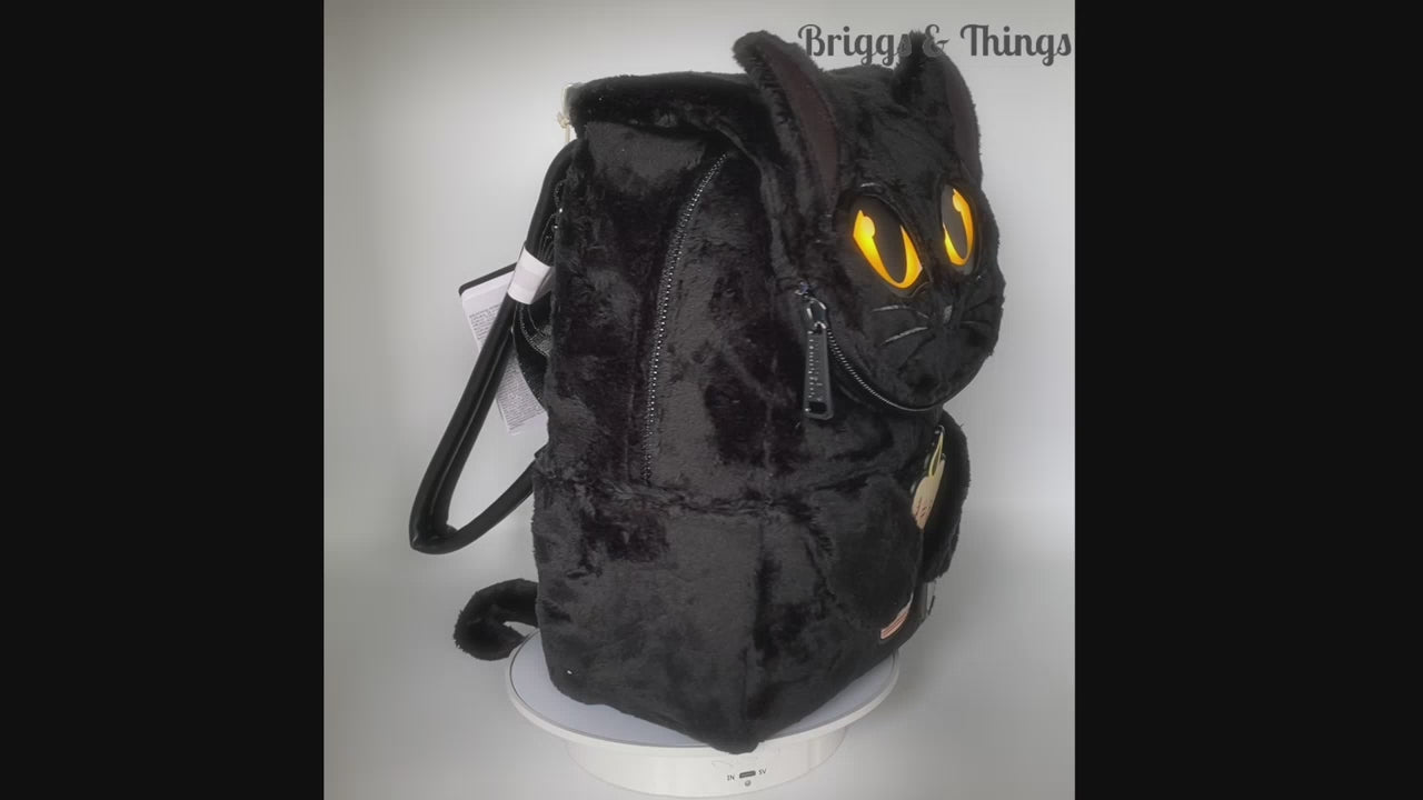 Loungefly Disney Hocus Pocus Binx Mini Backpack Plush Light Up Bag Video