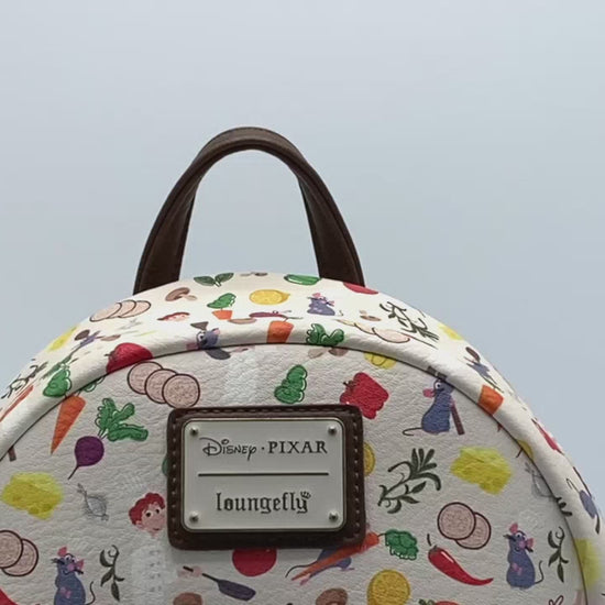 Loungefly Ratatouille AOP Mini Backpack Disney Pixar Vegetables Bag Video