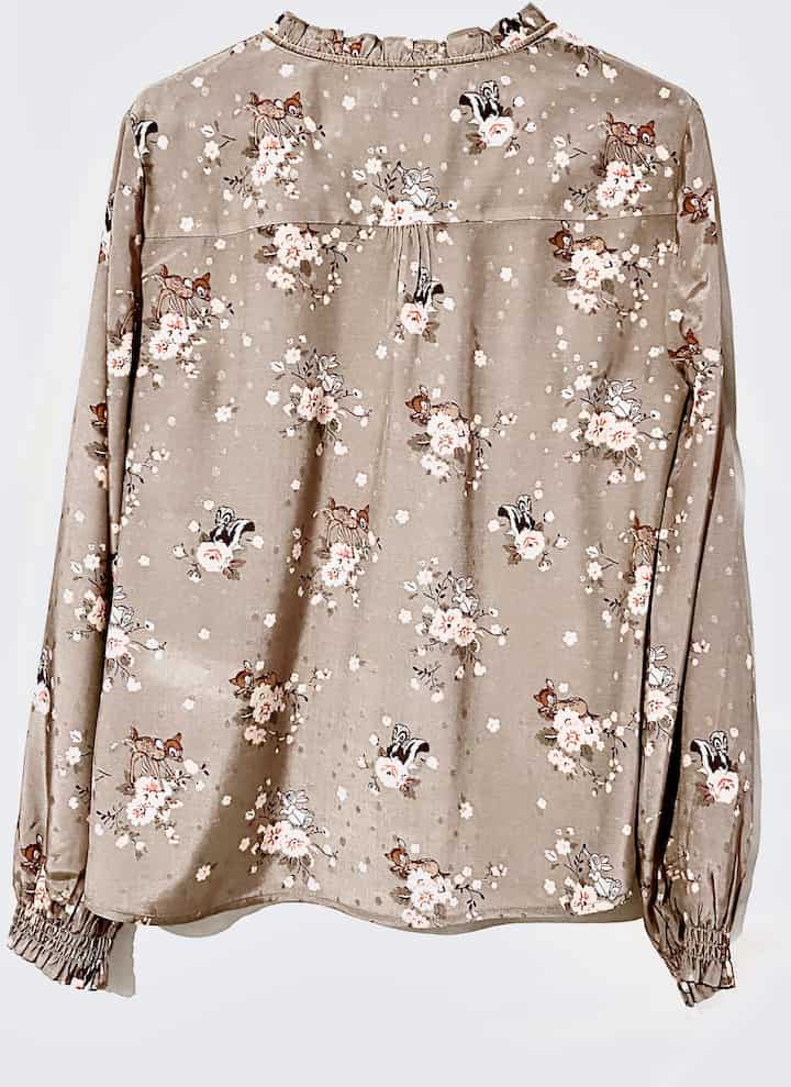 Cath Kidston Bambi Top Rose Shirt Shirred Floral Brown Blouse 12 New Without Tags Back