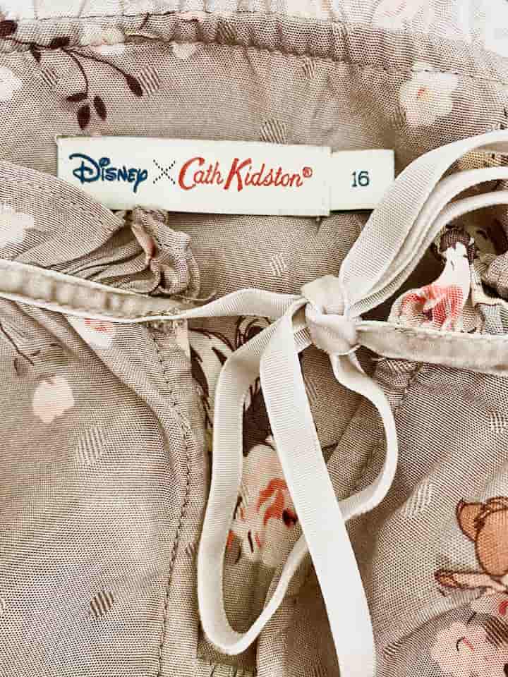 Cath Kidston Bambi Top Rose Shirt Shirred Floral Brown Blouse 16 New Without Tags Close Up