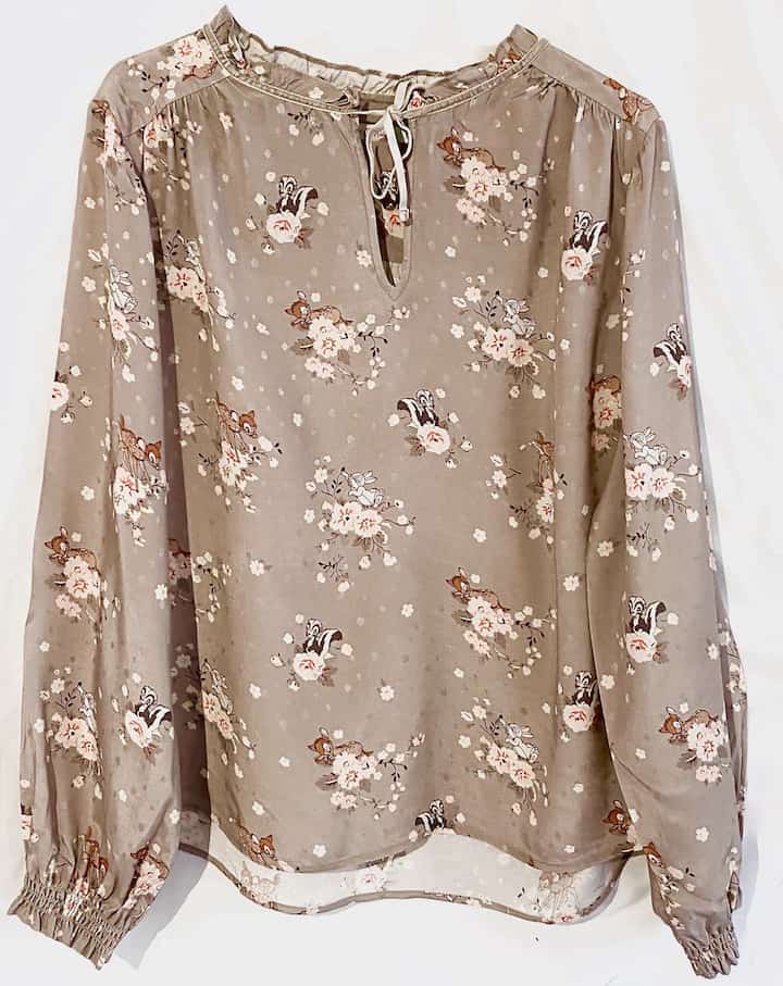 Cath Kidston Bambi Top Rose Shirt Shirred Floral Brown Blouse 16 New Without Tags Front