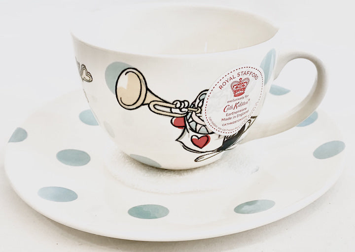 Cath Kidston Disney Alice in Wonderland Teacup Saucer Set White Rabbit Full View