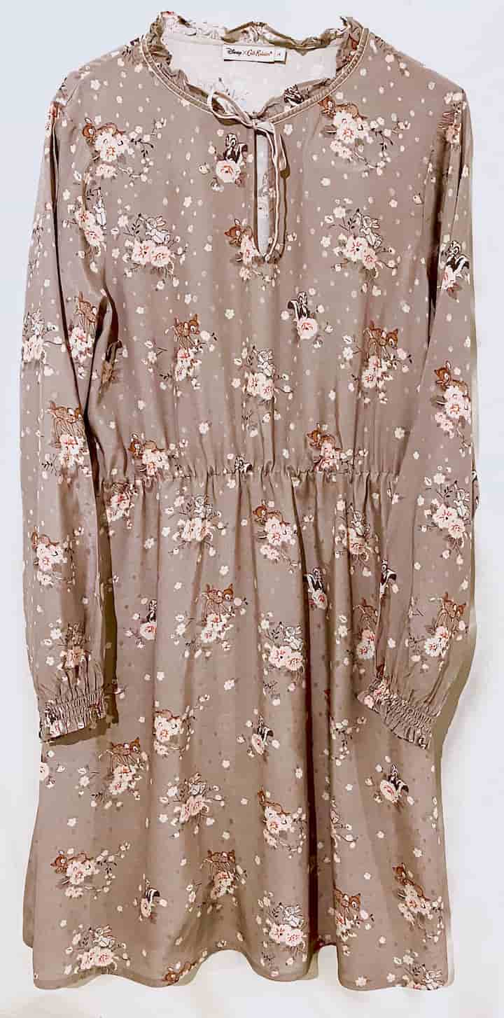 Cath Kidston Disney Bambi Dress Fawn Brown Rose Floral Shirred 14 New Without Tags Front