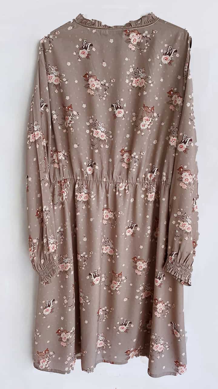 Cath Kidston Disney Bambi Dress Fawn Brown Rose Floral Shirred 18 New With Tags Back