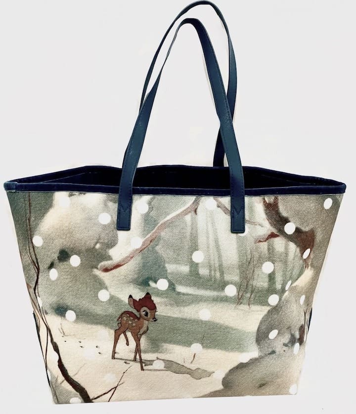 Cath Kidston Disney Bambi Velvet Tote Bag Forest Snow Spot Dot Handbag Back