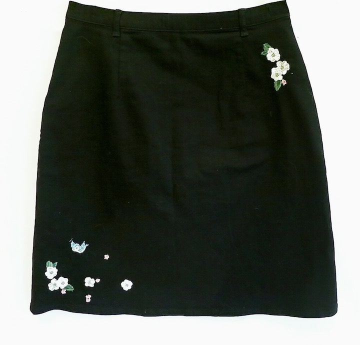 Cath Kidston Disney Snow White Skirt Black Denim Embroidered Birds Back