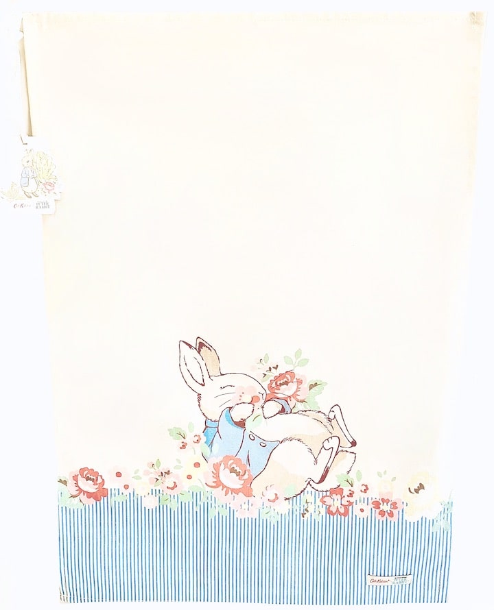 Cath Kidston Peter Rabbit Beatrix Potter Tea Towel Dish Cloth Front Full View