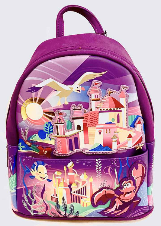 Loungefly Ariel Little Mermaid Castle Collection Series Mini Backpack Front
